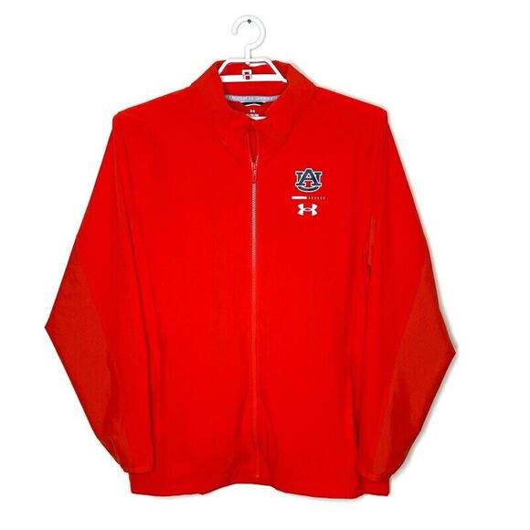 Under Armour AUBURN FOOTBALL Men Orange Soft‎ Shell Windbreaker Packable Hood XL - Picture 1 of 6